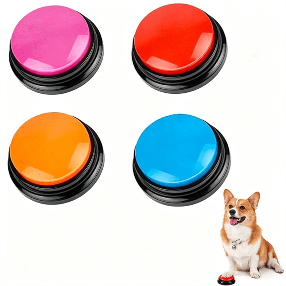 GJX Voice Recording Button,Dog Buttons for Communication Pet Training Buzzer,30 Second Record&Playback,Voice Recording Clicker for Cat,Puppy,Pet Trainin,Funny Gift for Study Office Home 4Pcs