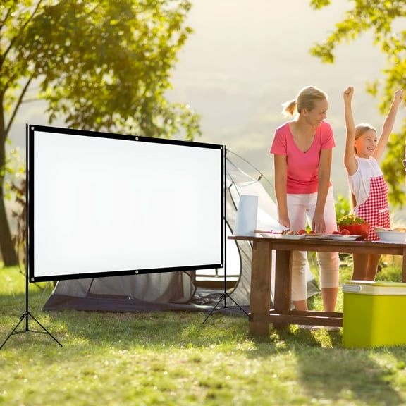 GJX Wall Mount 120 Inch Portable Projector Screen, White