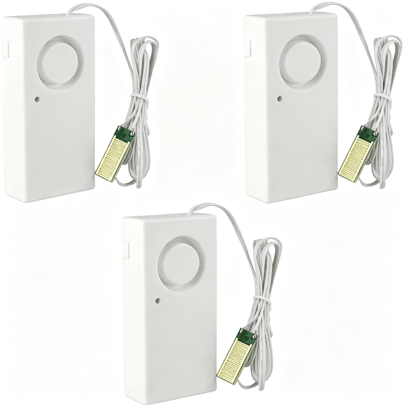 GJX Water Leak Sensor Detector Flood Alarm for Basement Rv Moisture 120Db Work Alone Battery Operated 3 Packs Water Leak Detector