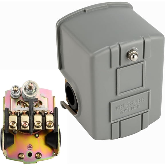 GJX Water Pressure Switch for Well Pump 40-60Psi,Adjustable Differential,1/4 Female Npt,Auto Electrical Control Water Pump Pressure Switch,Pressure Switch for Well Pump Grey 1Pcs