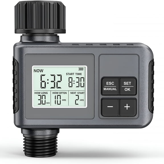 GJX Water Timer,1 Zone Outdoor Hose Timer for Garden Faucet with Auto/Manual/Rain Delay Mode,Sprinkler Irrigation Timers for Yard Lawn