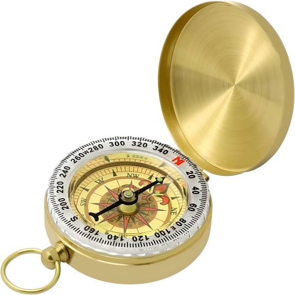 GJX Waterproof Brass Pocket Compass with Keychain Loop, Large Dial Glow in the Dark Navigation Compass for Hiking Hunting Survival, Durable Metal Orienteering Compass for Kids Scouts and Adults
