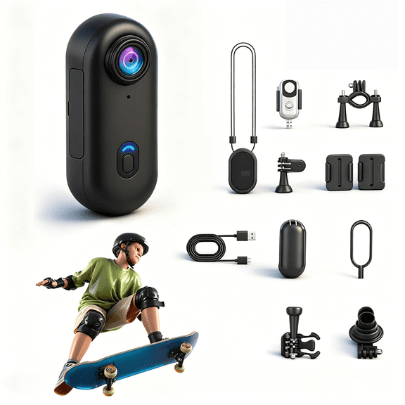 GJX Wearable Camera,Body Camera,1080P/4K Wearable Thumb Action Camera with 360 Spring Clip,120 Wide Angle,Hands-Free Pov Recording (4K-Black)