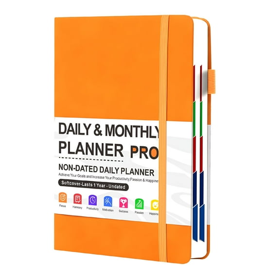 GJX Weekly and Monthly Productivity Goal Setting Tool for Work Home Easily distracted Planner for Adults Self Care Journal-Orange
