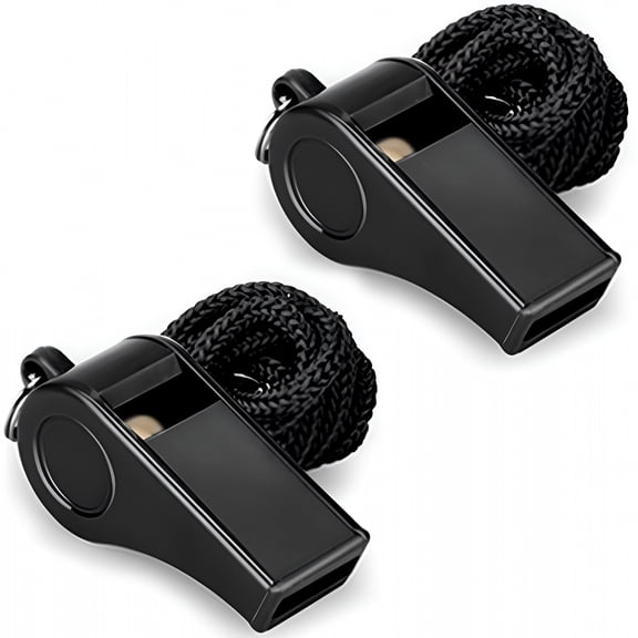 GJX Whistle, 2 Packs Plastic Sports Whistles with Lanyard, Loud Crisp Sound Whistle for Coaches, Referees, And Officials
