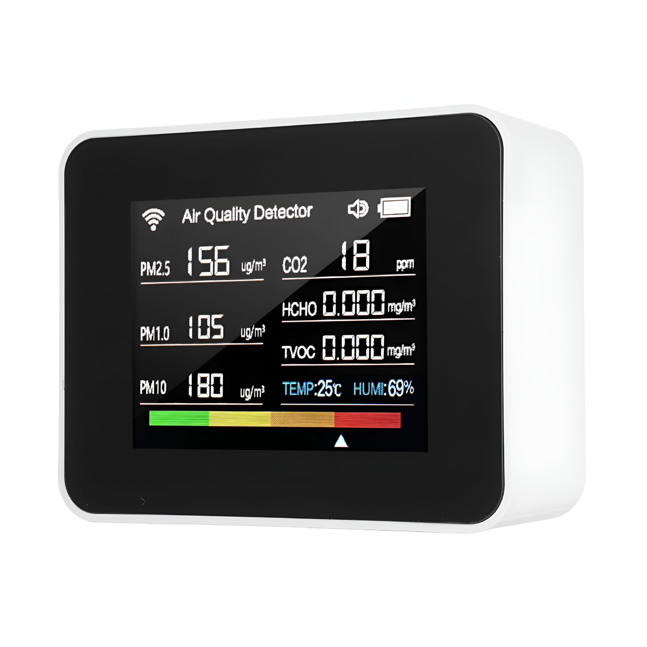 GJX WiFi Air Quality Meter 13-in-1 Indoor Air Quality Monitor CO2 TVOC HCHO PM2.5 PM1.0 PM10 Humidity and Temperature Time Date Alarm Timer and Stopwatch Alarm Timer for Home Offices Schools