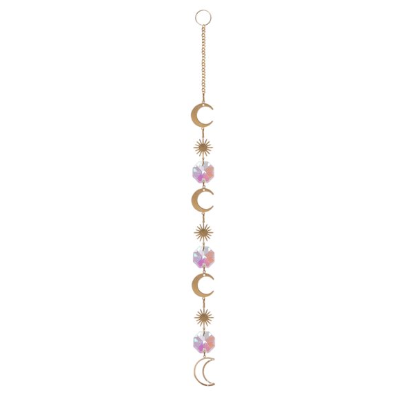 GJX Wind Chimes,Ab Color Design for Shine Wind Chimes for Outside,Star and Moon Elements for Charm High-Quality Crystal for Elegance Memorial Wind Chimes,Style1