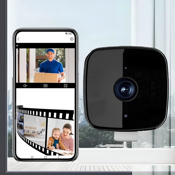 GJX Window Camera,Crystal-Clear 2K Security Camera Color Night Vision,24/7 Recording and Smart Alerts,Wifi Indoor Cameras,Two-Way Audio,Motion Detection,Easy Install (1Pcs)