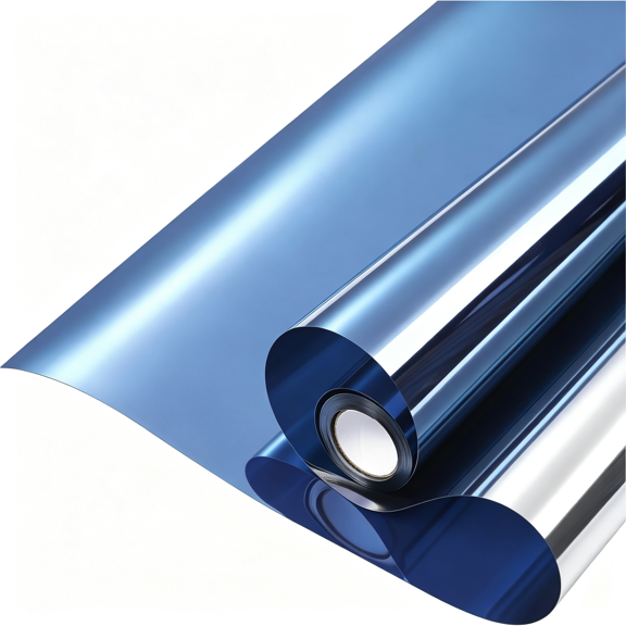GJX Window Privacy Film One Way,17.5"X78.7",Blue Silver,Window Tint for Home,Heat Sun Blocking Anti Uv Removable Reflective Glass Door Covering,Mirror Tinting Film House Office