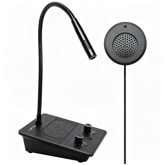 GJX Window Speaker Intercom System,Dual Way Anti-Interference Intercommunication Microphone Talk through Glass Window,For Business,Bank,Office,Hospital,Counter,Store,Station,School and More
