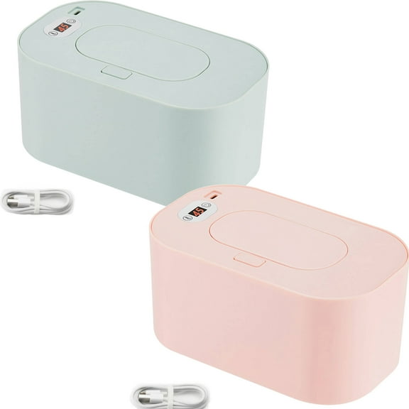GJX 2Pcs Wipe Warmer,Summer & Winter Modes Baby Wipes,Quiet Operation Baby Wipe Warmer for Peaceful Naps,BluePink