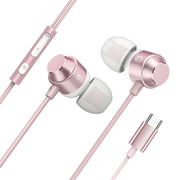 GJX Wired Ear Buds,USB C Bass Headphones,Noise Reducing In-Ear Earphones,Corded Gaming Earbuds,Type C Earphones with Mic
