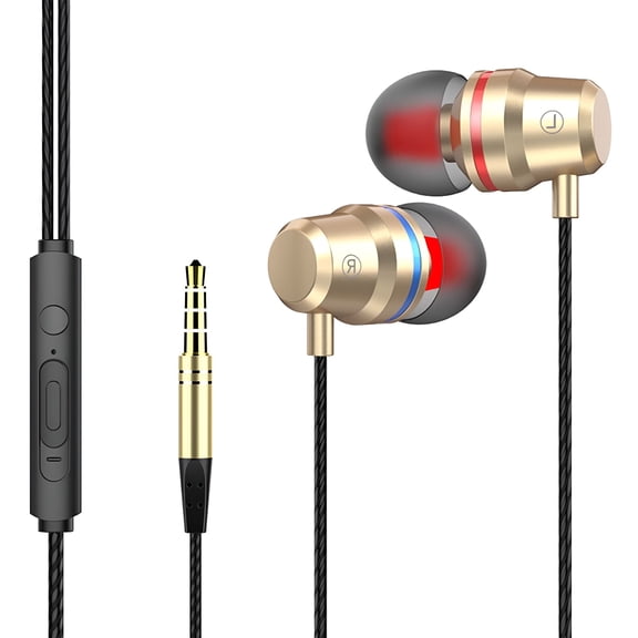 GJX Wired Earbuds with Microphone, 3.5mm In-Ear Headphones with Oxygen-Free Copper Cable, Tangle-Free Earphones for iOS, Android, PC