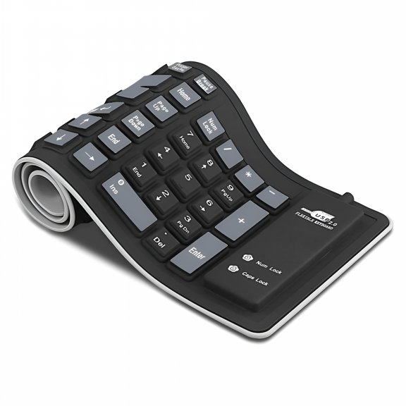 GJX Wired Foldable Silicone Keyboard, Waterproof Rollup USB PC