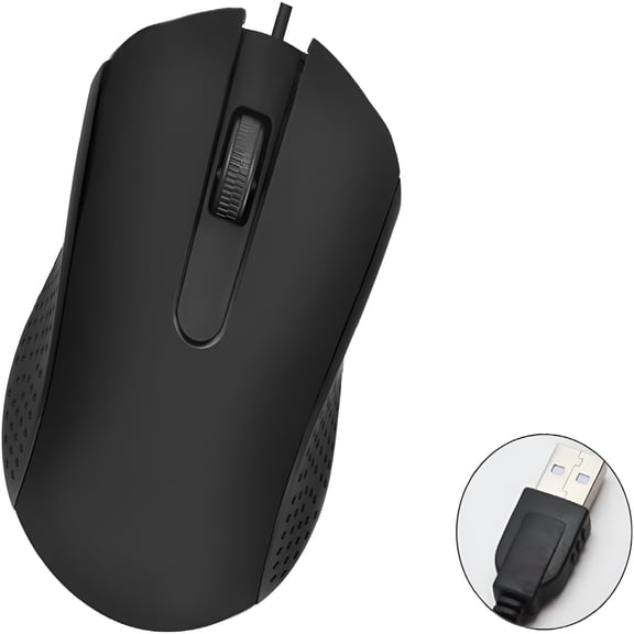 GJX Wired Usb Computer Mouse with Ergonomic Design for Laptops and Pcs,Office and Home (Black,Wired)