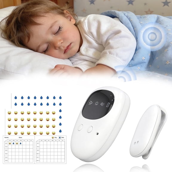 GJX Wireless Bedwetting Alarm for Kids - Separate Design Enuresis Pee Alarm with Vibration & Sound Alert, Usb C Rechargeable Bed Wetting Alarm & Moisture Detector Back Clip