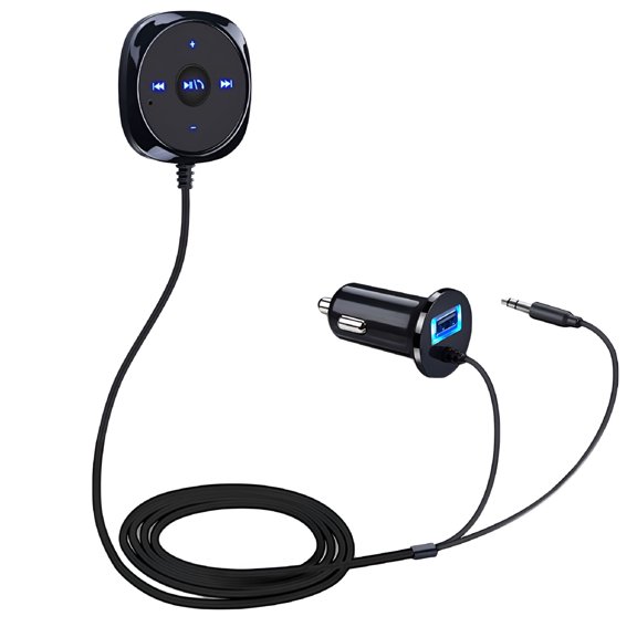 GJX Wireless Bluetooth Car 3.5mm AUX Audio Adapter Music Receiver + Car Charger