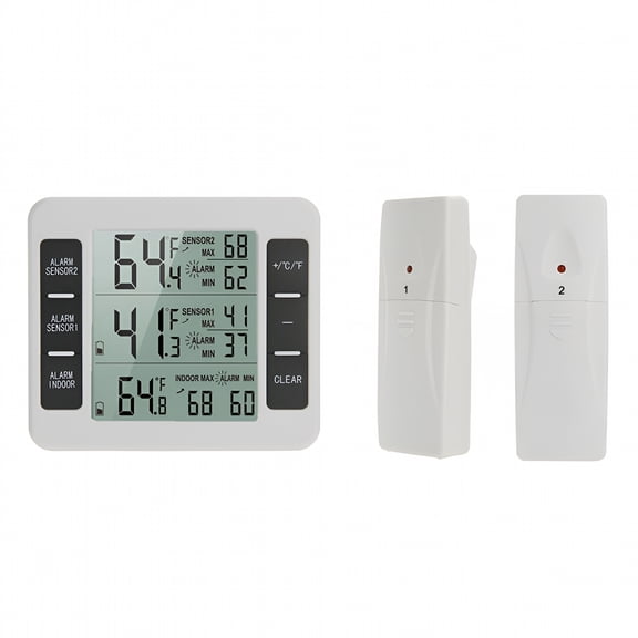 GJX 2026 New Indoor Outdoor Wireless Digital Freezer Alarm Thermometer Fridge Home 1-2 Sensor for Kitchen,Restaurant,Pharmacy,Laboratory,Warehouse