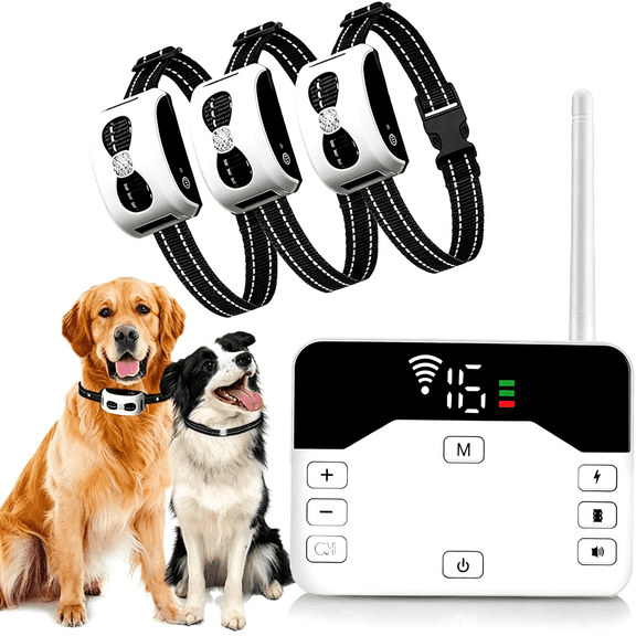 GJX Wireless Dog Electric Fence,Safety Pet Containment System with Remote Training Shock Collar,Waterproof&Rechargeable,3 Training Modes,30-800Ft Range Adjustable for Dogs