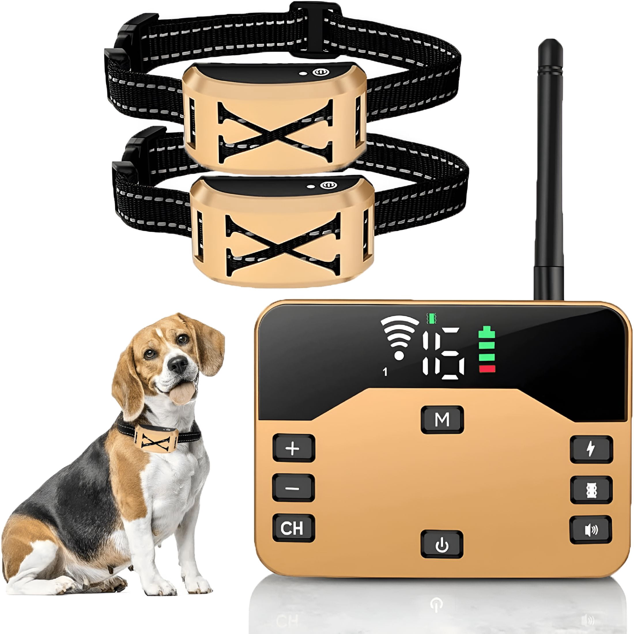 GJX Wireless Dog Fence,2026 Electric Fence for 2 Dogs Shocks Training Collar Remote 2-in-1,Wireless Pet Containment System with Adjustable Vibration & Shock Training Collar for All Dogs