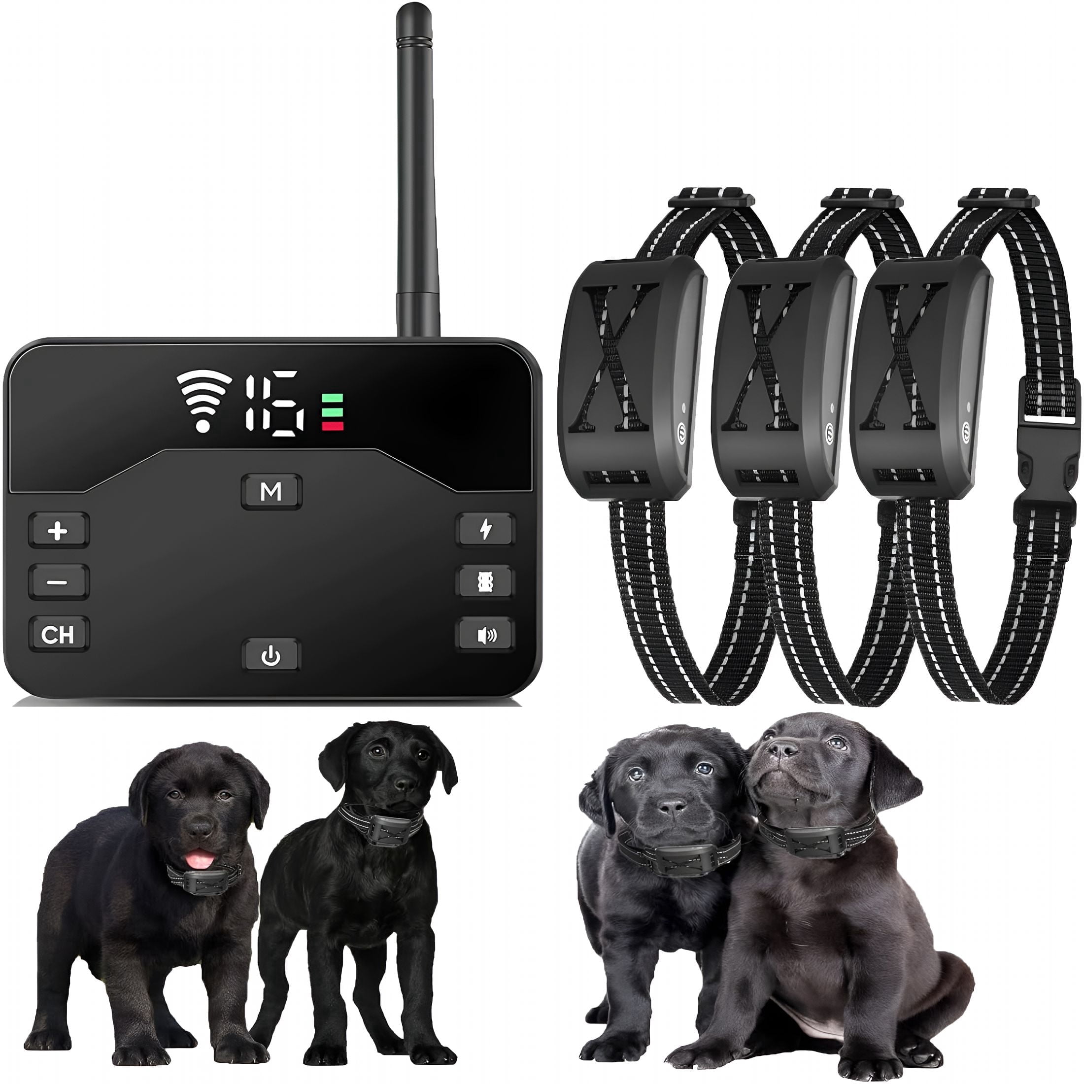 GJX 2026 New Wireless Dog Fence,Outdoor Electric Pet Containment System with Remote,Waterproof Training Collar with Adjustable Vibration and Shock,Safe Effective,Boundary Container for 3 Dogs