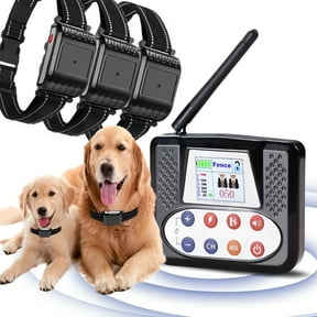 GJX Wireless Dog Fence System for 1-3 Dogs, Rechargeable Training Collar with Adjustable Boundary, Dual Power, Shock/Vibration/Sound Modes, Indoor & Outdoor Pet Containment