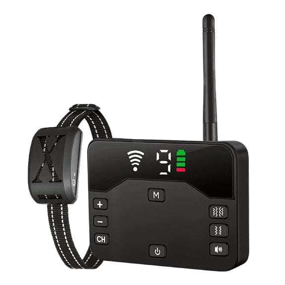 GJX Wireless Dog Fence, Wireless Boundary Containment System, 2-in-1 Electric Dog Fence & Remote Shock Training Collar, Adjustable Signal Range, IP66 Waterproof Rechargeable Collar