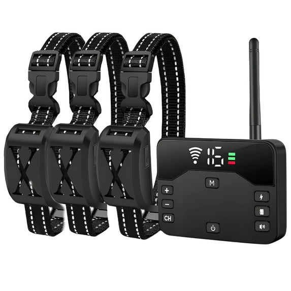 GJX Wireless Dog Fence Wireless Boundary Containment System Electric Dog Fence&Remote Training Collar Adjustable Vibration&Shock Suitable for Large and Medium Dogs-3 Dogs