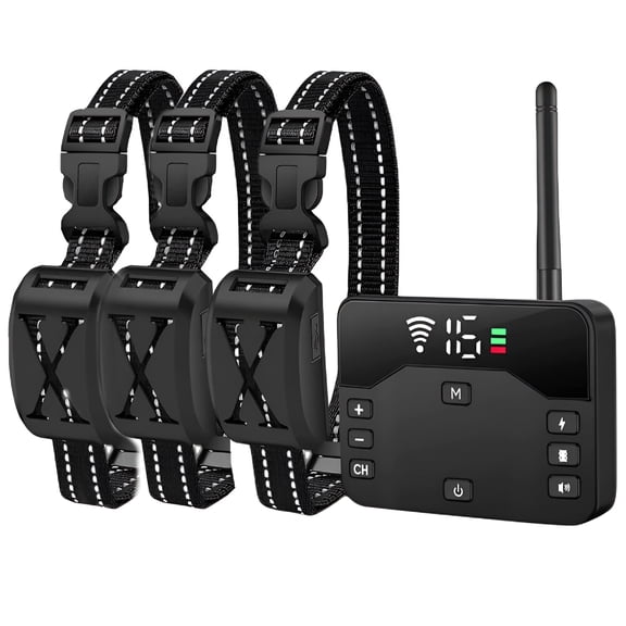 GJX Wireless Dog Fence Wireless Boundary Containment System Electric Dog Fence&Remote Training Collar Adjustable Vibration&Shock Suitable for Large and Medium Dogs-3 Dogs