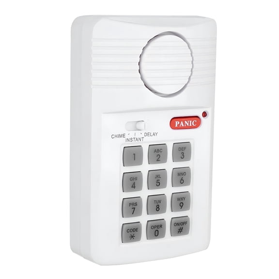 GJX Wireless Door Alarm System with Keypad and Panic Button, 3 Chime Settings for Home Office Security, Battery Operated Entry Alert for Sheds Garages, No Wiring Required Safety Monitor, White