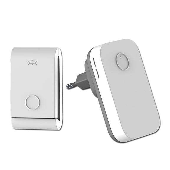 GJX Wireless Doorbell Self-Powered Chime Kit 38 Melodies 656Ft Range No Battery Required Plug and Play Home Classroom Pager Eu Plug (3.3 Inches / 8.5 Cm)
