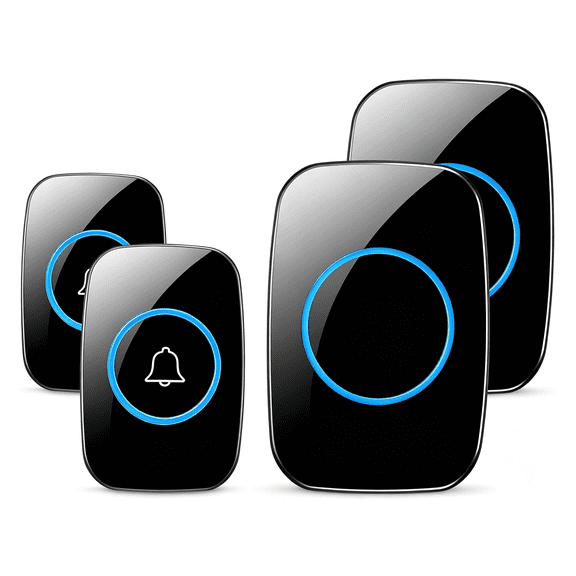 GJX Wireless Doorbell, Waterproof Door Bell Kit, Distinguish Front and Rear Doors, over 1000 Feet Range and 60 Chime, 5 Levels Volume and Led Flash, for Home Office Classroom