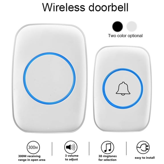 GJX Wireless Doorbells for Home-Door Bell Ringer&Plug-In Chime Receiver,Battery Operated,Easy-To-Use,Waterproof Doorbell,38 Melodies,4 Volume Levels