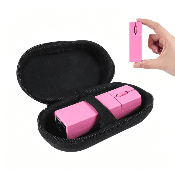 GJX Wireless Mini Finger Mouse Bluetooth and 2.4Ghz,Silent Ergonomic Portable Pc Mouse for Small Hands with Case,Compatible with Macbook Chromebook(Pink)