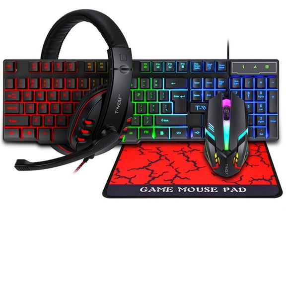 GJX Wireless Mouse and RGB Mouse Pad Combo, Multilingual