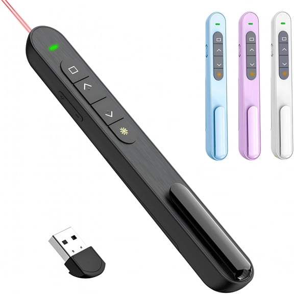 GJX Wireless Presentation Clicker, PPT Remote Control with Red Pointer, 328ft Range Presenter