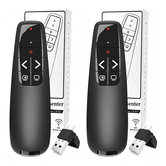 GJX Wireless Presentation Clicker Powerpoint Presenter Remote Clicker Red Laser Pointer Long Range Ppt Control Power Point Google Slide Advancer Mac Laptop Pc Computer Keynote