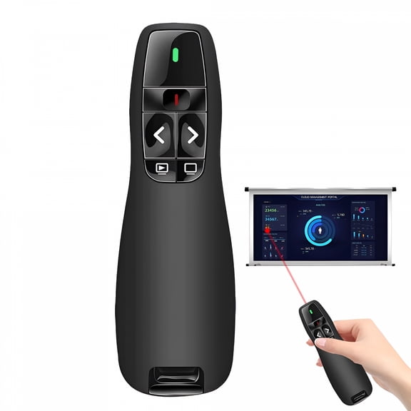 GJX Wireless Presenter Remote with Laser Pointer, Presentation Clicker for PC and Mac, Plug and Play USB Slide Controller for Business, Teaching, and Speaking