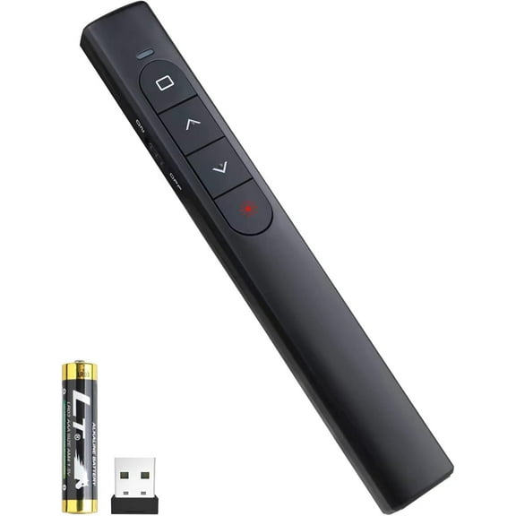 GJX Wireless Presenter Remote,Presentation Clicker with Hyperlink & Volume Remote Control PowerPoint Office Presentation Clicker for Keynote/PPT/Mac/PC/Laptop(Battery Included)