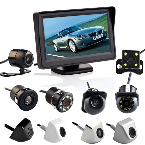 GJX Wireless Rear View Camera System, 4.3-Inch Monitor Backup Camera Kit
