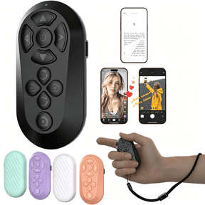 GJX Wireless Remote Controller for iOS/Android Bluetooth Remote Control for Scrolling/Camera/Video Recording/Reading Apps (Black)