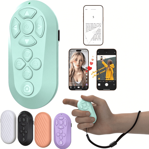 GJX Wireless Remote Controller for iOS/Android Bluetooth Remote Control for TikTok Scrolling/Camera/Video Recording App (Eggshell Blue)