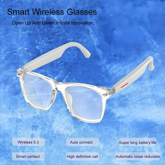 GJX Wireless Smart Glasses - AI Voice Assistant, Touch Controls, Remote Camera Control, Built-in Microphone and Speaker - Perfect Gift