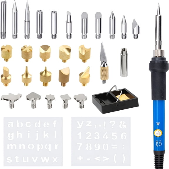 GJX Wood Burning Kit,32Pcs Wood Burning Tool-Adjustable Temperature Soldering Iron Tool for Diy,Wood Carving,Embossing,And Craft Projects-Wood Burner Pen Set for Adults and Beginners
