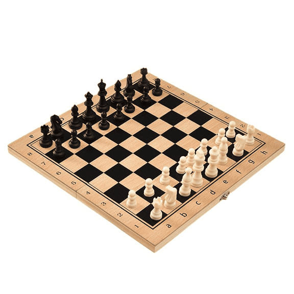 GJX Wooden Chess Set Solid Wood Backgammon Enhance Logical Thinking Checkers Board Game Style