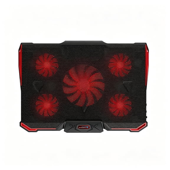 GJX Xl Gaming Laptop Cooler Pad with 5 Oversized Led Fans for Max Cooling,Adjustable Viewing Stand,2 Usb Ports for Data Transfer(Red),Fits 17 Inch Notebooks