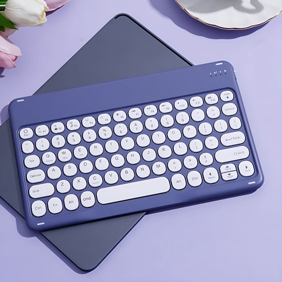 GJX YiBai Wireless Keyboard,Portable Bluetooth Colorful Computer Keyboards,Wireless Mini Compact Retro Typewriter Flexible Design Keyboard With Compact Slim Profile #.197,Purple