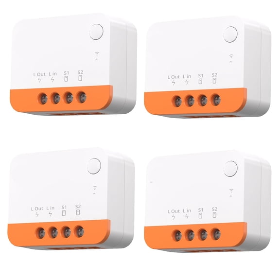 GJX Zigbee Smart Switch,No Neutral Required,Mini Relay Module for Light Switch,2-Way Control,Compatible with Alexa & Home,Requires Zigbee Hub,4 Pack