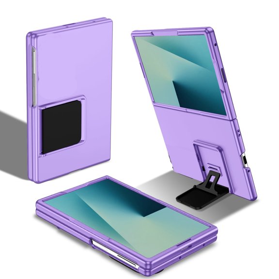 GJX for Z Fold 8 Case, Folding Stereo Stand Hard Pc Shockproof Protective Cover with Kickstand Design, Fold 8 Case Purple