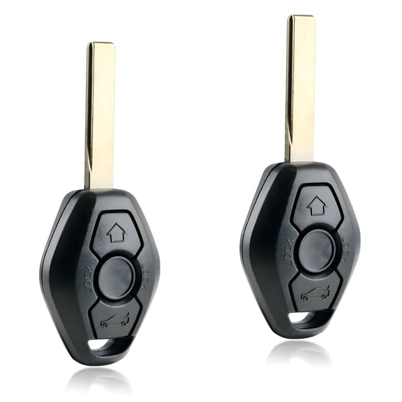 GJX replacement blank smooth key + fob for BMW 3,5,6 series,X3,X5,X6,Z4,Z8 3 button remote fob with trunk release,2 pack